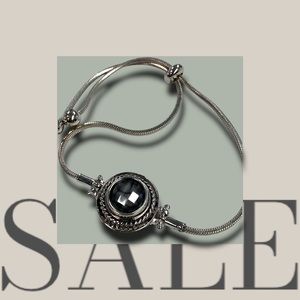 Women's bracelet black stone adjustable slider silver interchangeable BRAND NEW